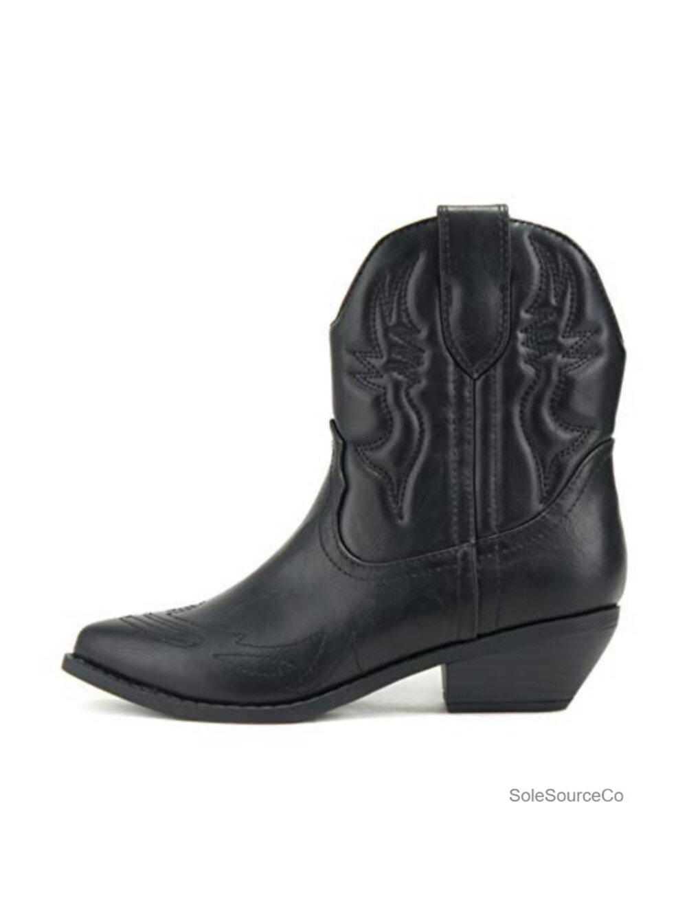 Women Western Stitched Pointed Toe Low Heel Ankle Booties